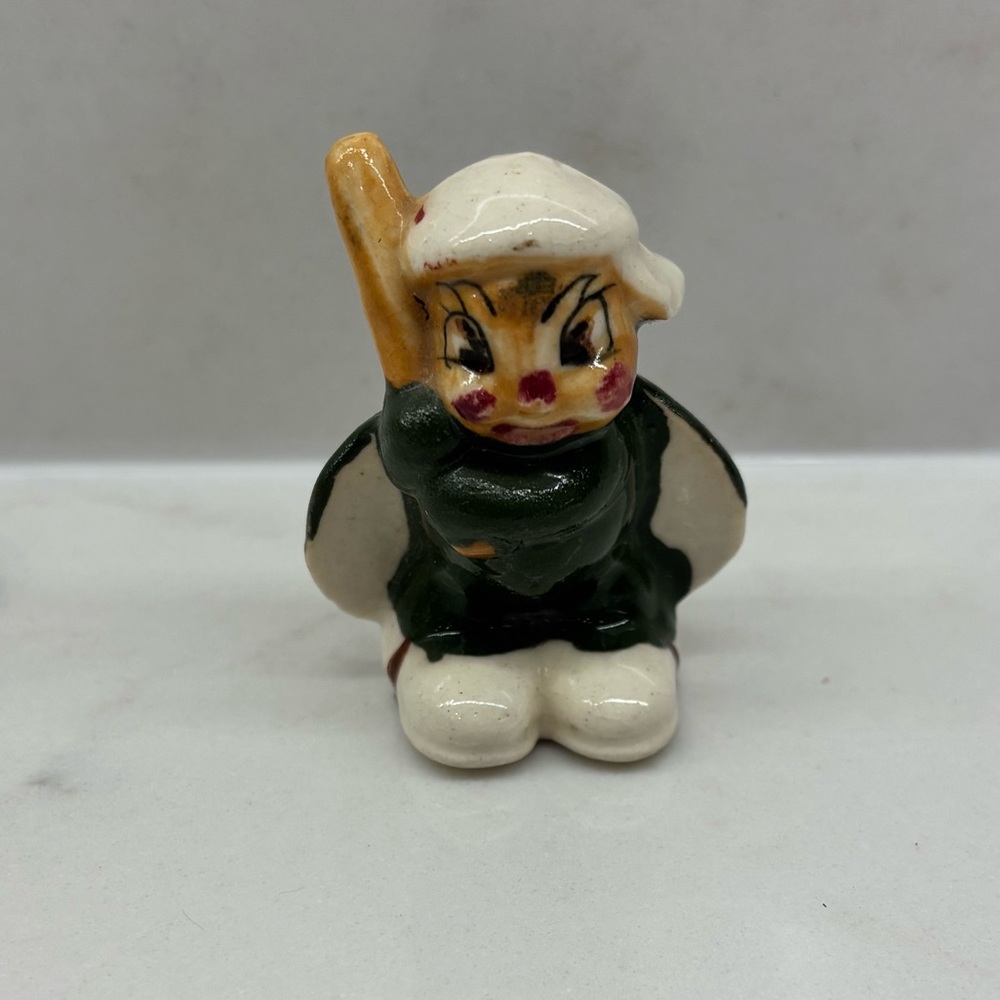 Vintage 1940s Occupied Japan Anthropomorphic Ceramic Bug Playing Baseball